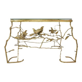 1970s Handcrafted Brass Tree Branches & Birds Table in the Style of Giacometti For Sale