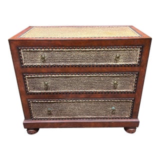 Maitland Smith 3 Drawer Red & Seagrass Dresser For Sale