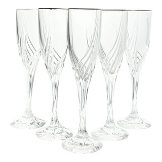 Lenox “Debut (Gold)” Crystal Fluted Champagne Glasses - Set of 5 For Sale