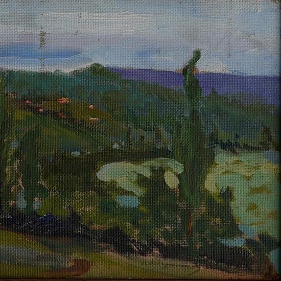Wood Ioram Mamaladze (1911-1966) Georgian Landscape Original Oil Painting For Sale - Image 7 of 11