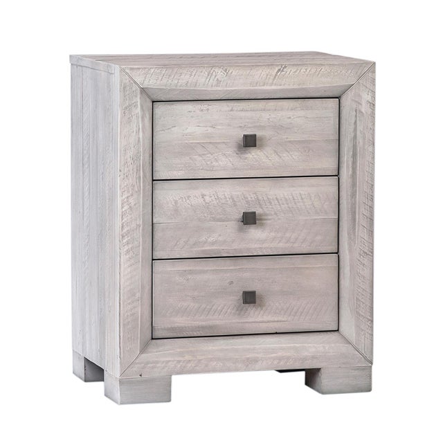White Wash Three Drawer Nightstand Chairish