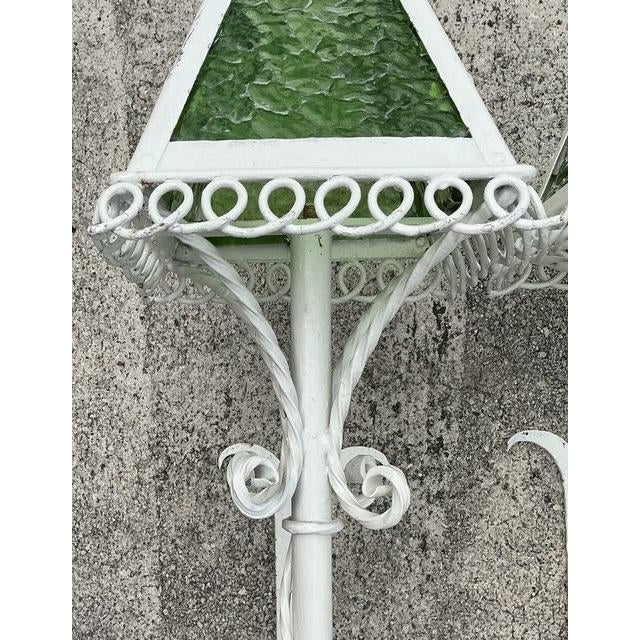 Vintage Regency 1950s Wrought Iron Light Sconces - A Pair For Sale - Image 4 of 12