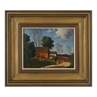 Early 20th Century American Impressionism -- Old Lyme Connecticut Red House by George M. Bruestle For Sale
