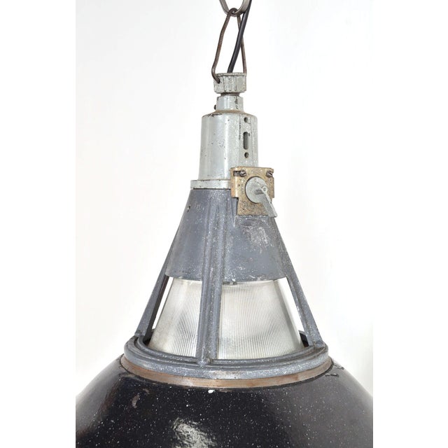 Industrial Vintage Industrial Enamel Pendant Lamp, 1950s For Sale - Image 3 of 10