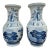 Pair of Blue & White Chinoiserie Cherry Blossom Vases With Peony & Greek Key Motifs For Sale