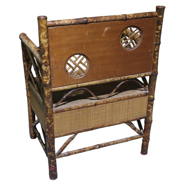 1930s Antique Victorian Bamboo & Rattan Arm Chair For Sale - Image 5 of 7