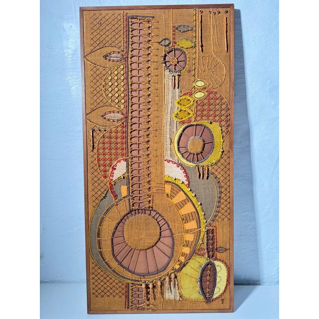 Vintage Wall Hanging Woven Textile in Wool, Jute, Cotton, and Wood, 1970s For Sale - Image 3 of 13
