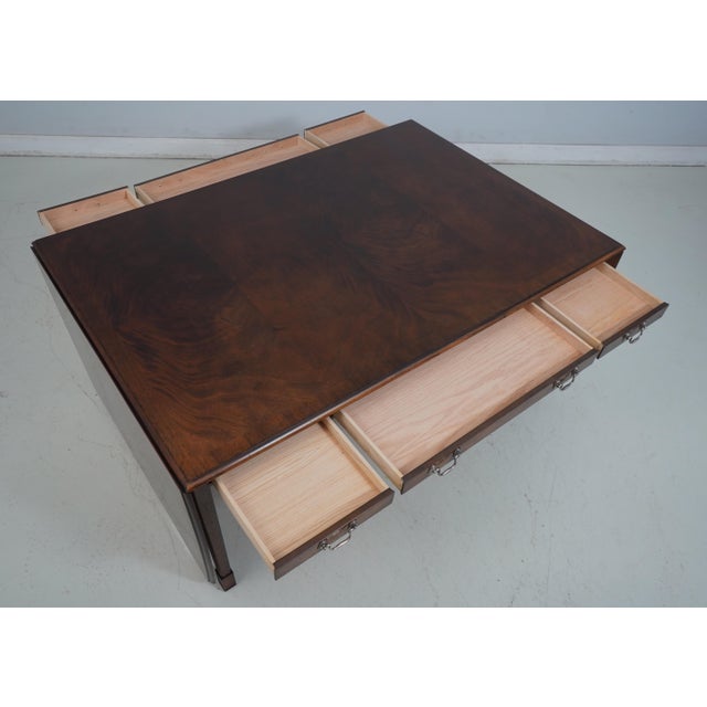 Traditional Unusual Mahogany Drop Side Partners Desk Table For Sale - Image 3 of 12