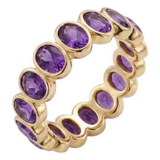 Classic Amethyst Eternity Band Ring | Febraury Birthstone Stacking Ring Us 7 For Sale