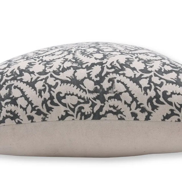 Fabdivine Artisan Block Print Throw Pillow Cover 18x18 Inch Duck Canvas-Black Forest For Sale - Image 4 of 4