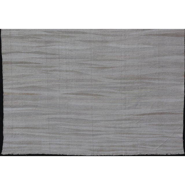 Keivan Woven Arts Large Modern Turkish Flat-Weave in White & Neutral Tone 11'2 X 14'1 For Sale - Image 10 of 12