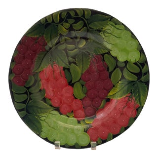 Vintage Mexican Hand Painted Grape Harvest Decorative Plate For Sale
