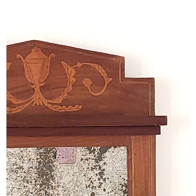 Neoclassical Danish Pier Mirror, Inlaid Mahogany, Old Glass For Sale - Image 3 of 5