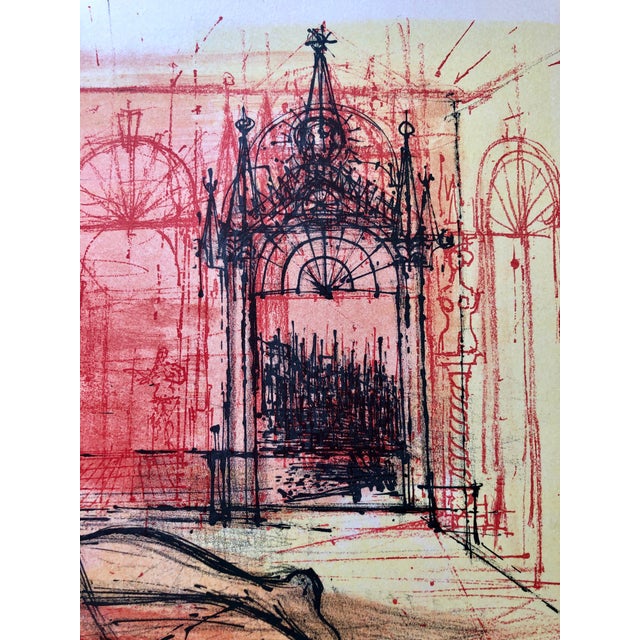 1960s Jean Carzou, Carzou French Modernist Color Lithograph Harem Nude L'Odalisque Vibrant Red, 1968 For Sale - Image 5 of 6