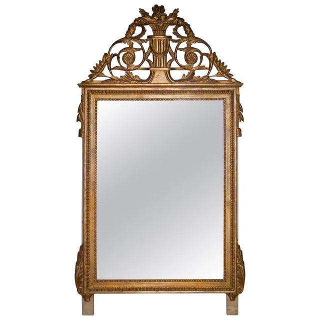 Regency Style Gold Foil Hand Carved Wooden Rectangular Mirror, 1970s For Sale - Image 6 of 6