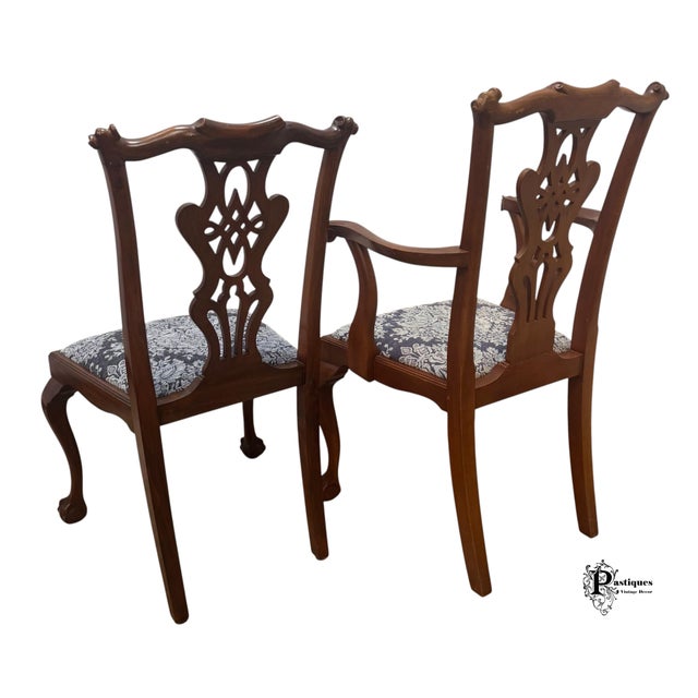Wood Vintage Wellington Hall Chippendale Style Mahogany Dining Chairs - Set of 8 For Sale - Image 7 of 10