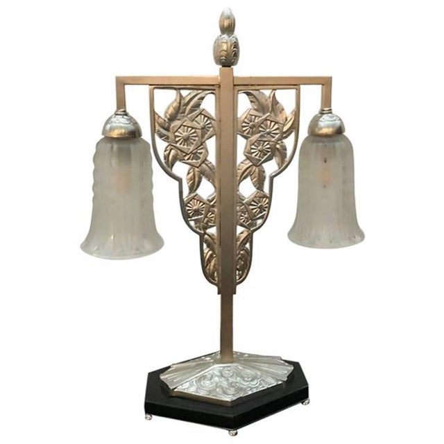 Geometric G Leleu French Art Deco Table Lamp For Sale - Image 13 of 13