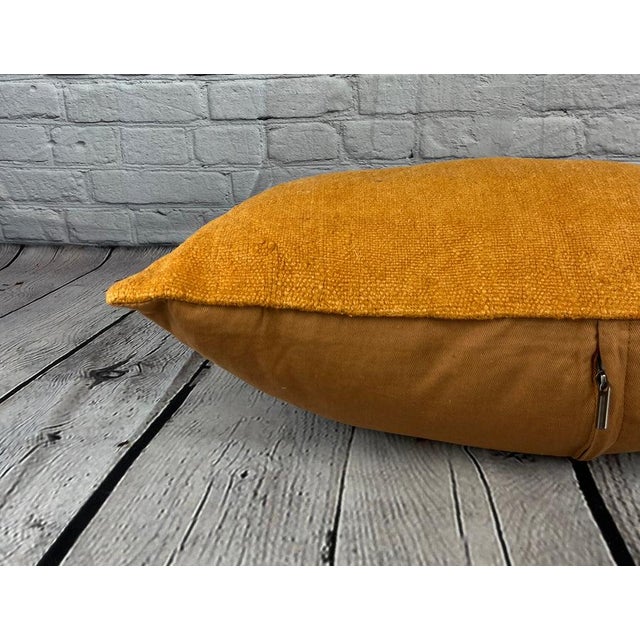 16 x 24 Hemp Pillow Turkish Cushion Natural Orange Pillow Cushion Cover For Sale - Image 4 of 4