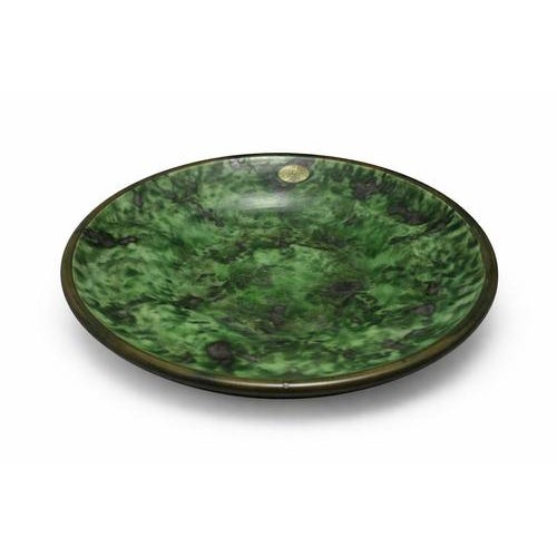 Striking Swedish Art Deco ceramic bowl produced by Nittsjö, Sweden, circa 1930s. The piece features a wide, shallow form...