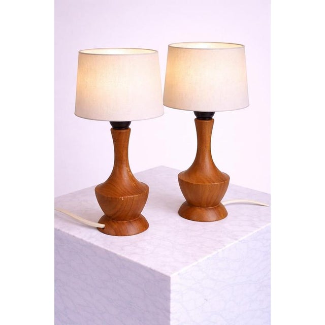 Wood Scandinavian Modern Teak Table Lamps from Markslöjd, Sweden, 1950s, Set of 2 For Sale - Image 7 of 8