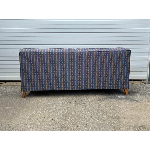 Vintage Mid Century Modern Dunbar Style Low Profile Sofa on Splayed Wood Legs 73” For Sale - Image 10 of 12