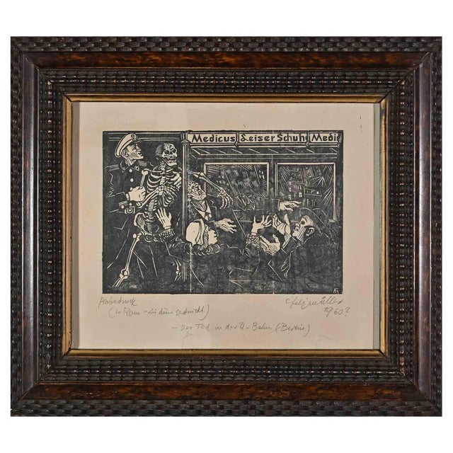 Conrad Felixmuller, The Death, Woodcut Print, 1960s For Sale