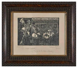 Conrad Felixmuller, The Death, Woodcut Print, 1960s