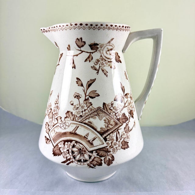 Traditional English Aesthetic Movement Large Ironstone Pitcher For Sale - Image 3 of 15