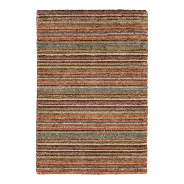 Dash & Albert by Annie Selke Brindle Stripe Spice Loom Knotted Wool Rug, 7' 6" x 9' 6" For Sale