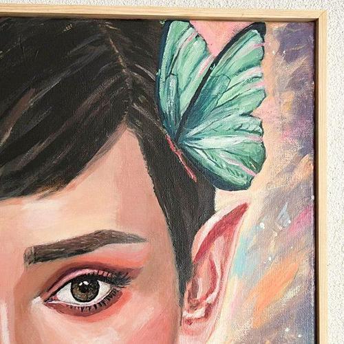 Black Yvonne Beeris, Audrey in Wonderland, Acrylic on Canvas For Sale - Image 8 of 9