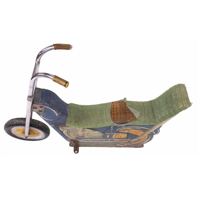 American Midcentury Carousel Motorcycle Carnival Amusement Ride Painted Wood Metal Harley Davidson For Sale In Dallas - Image 6 of 7
