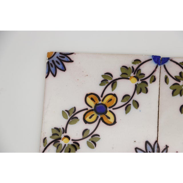 19th Century 19th Century Set of Four Floral Tiles, Portuguese Baroque For Sale - Image 5 of 13