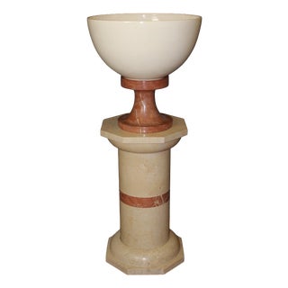 Column and Basin in Marble and Ceramic, 1980, Set of 2 For Sale