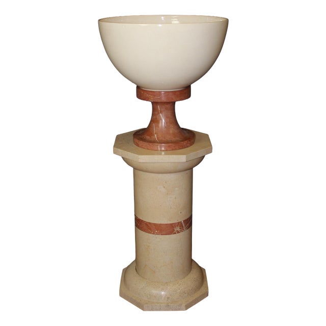 Column and Basin in Marble and Ceramic, 1980, Set of 2 For Sale