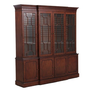Maitland Smith Mahogany Georgian Style Breakfront For Sale