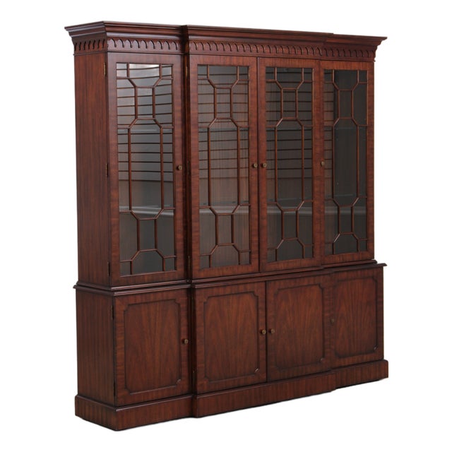 Maitland Smith Mahogany Georgian Style Breakfront For Sale
