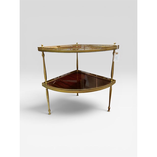 Modern Vintage French Louis XVI Style Lacquered Wood and Brass Table For Sale - Image 3 of 7