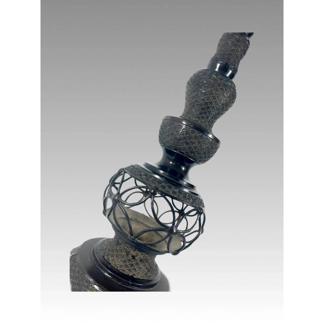 Massive Chinese Imperial Bronze Candle Holder, Candlestick 29" (2 of 2) For Sale In Tampa - Image 6 of 10