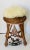 1950s Vintage Wicker Stool or Plant Stand With Lambskin Pillow For Sale - Image 4 of 4