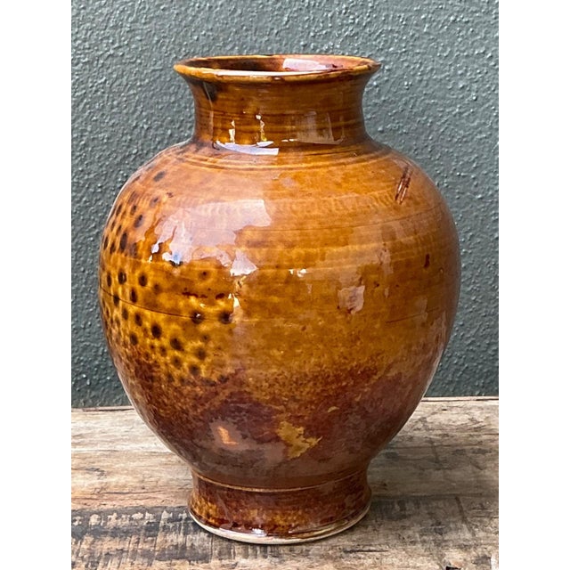 Vintage Textured Ceramic Pottery Vase For Sale - Image 9 of 16