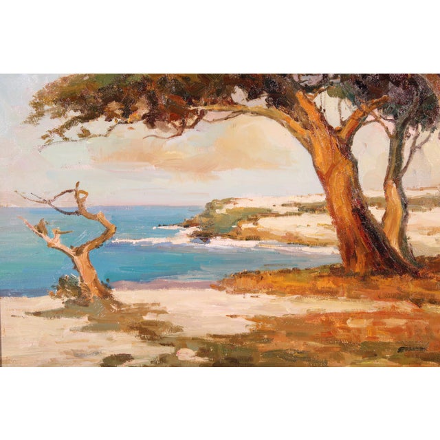 Late 20th Century Large Impressionist Painting of the Monterey Coastline Signed Price For Sale - Image 5 of 11