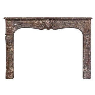 19th Century Louis XV Style Fireplace Mantel in Rouge Royal Marble For Sale