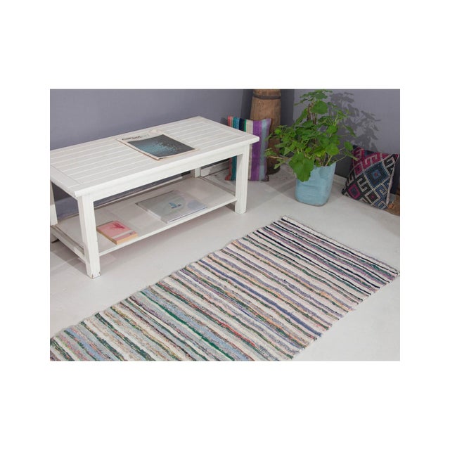 Vintage Turkish Striped Rag Rug Runner - 2`6" X 9`9" For Sale In Los Angeles - Image 6 of 6