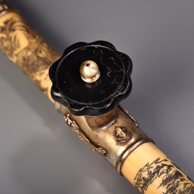Metal Late 19th Century Carved Bone Opium Pipe With Silver Mounts, 640g For Sale - Image 7 of 10