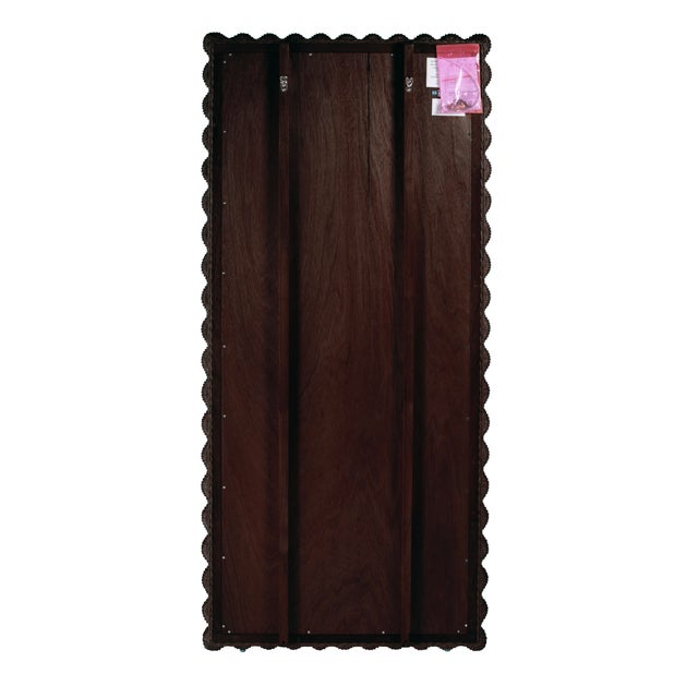 Wood Flora 32 in. W x 69.5 in. H Rectangular Scalloped Rattan Floor Mirror, Chocolate For Sale - Image 7 of 8