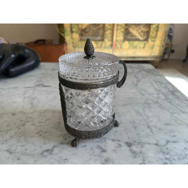 Italian Art Nouveau Rock Crystal Jar with Lid Faceted Cut and Ornamental Mount, 1890s For Sale - Image 4 of 18