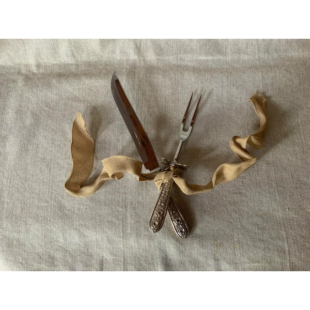 For your consideration... A very beautiful antique meat carving set that exemplifies the artistic sophistication of the...