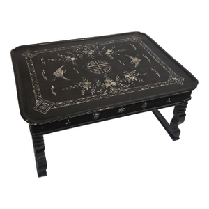 Antique Chinese Lacquer Kang Table With Mother-of-Pearl Inlay