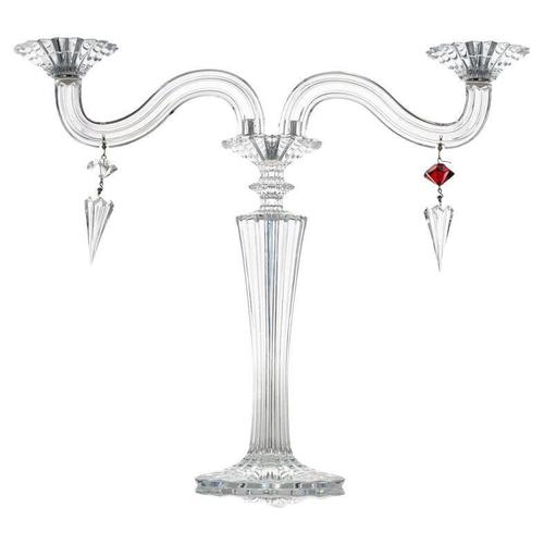 Red Clear and Ruby Red Crystal 2-Candle Candleholder from Baccarat, France, 1970s For Sale - Image 8 of 8