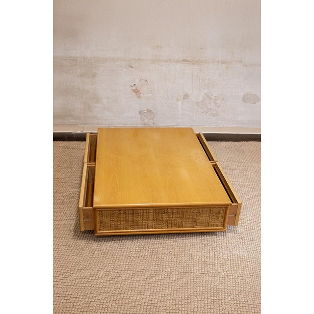Bamboo and Woven Rush Coffee Table, 1970s For Sale - Image 3 of 7